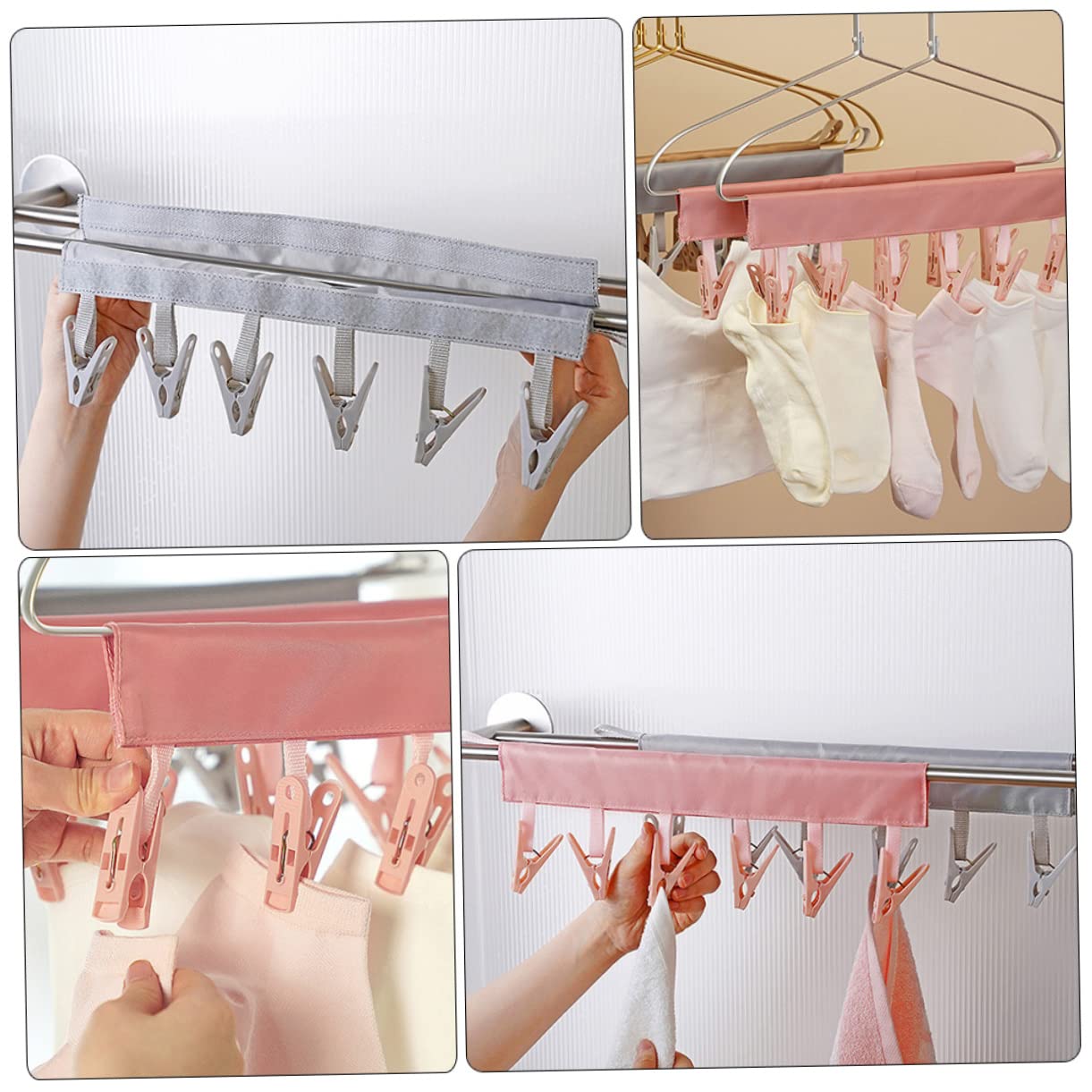 6 Wäscheklammern, 2 Stück, Mehrzweck-Unterwäsche und Clip mit Hosen, Haushaltsständer für den Außenbereich, Handschuhe, BHS, Faltbare Schals, Pin-Aufhänger, zum Befestigen von Wäsc