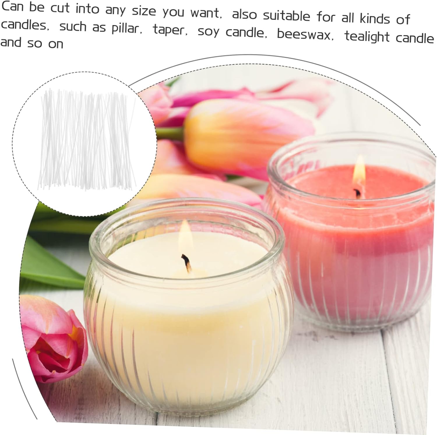 TEHAUX Candle Making Accessories: 100pcs Cotton Wicks Long Compact for Paraffin Beeswax Candles
