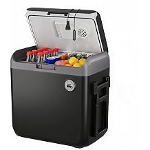 48QT/50L Electric Cooler & Warmer with Wheels, 12V/110V Thermoelectric Fridge, Portable Car Refrigerator for Road Trips, Camping, Tailgating, 6C to 63C