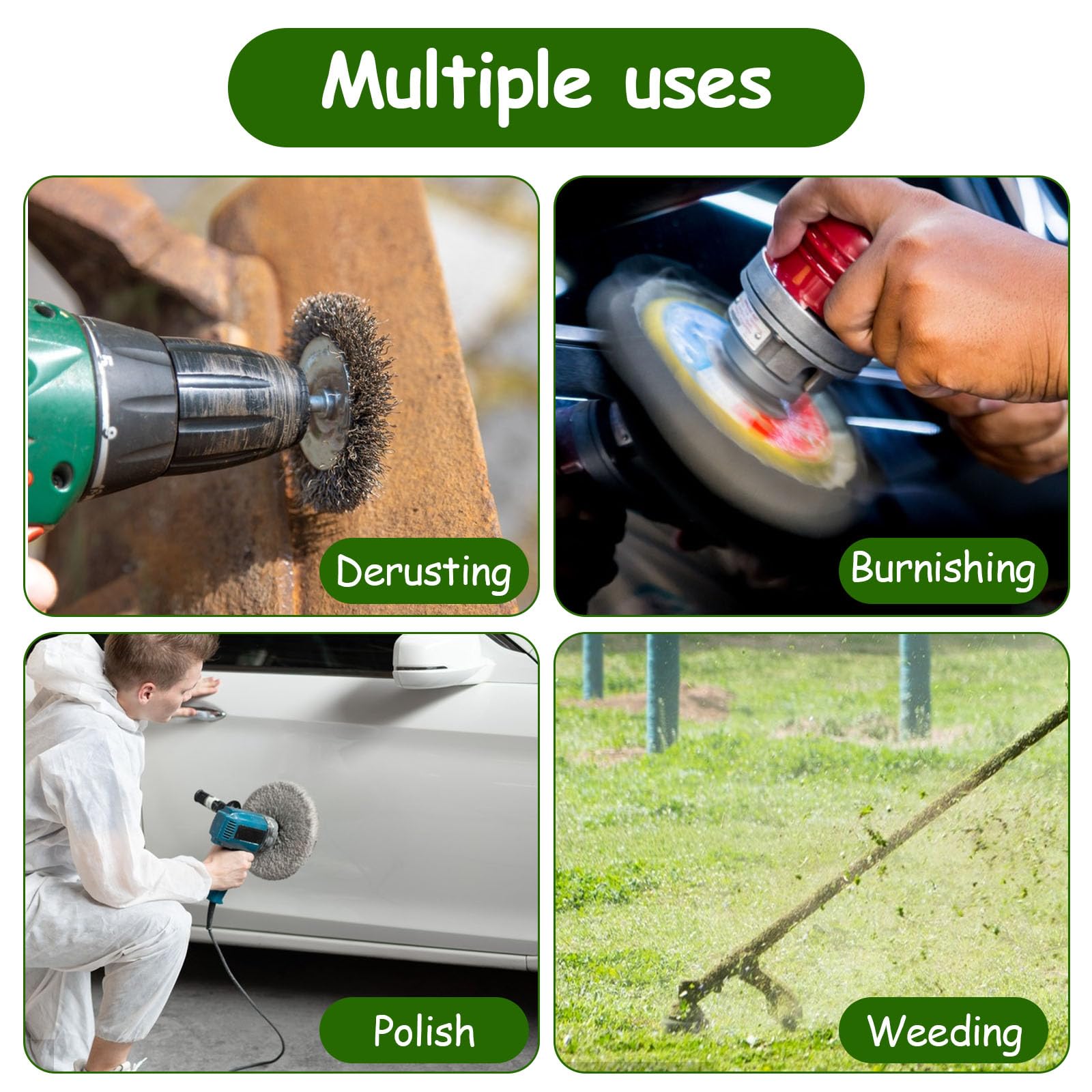 Zestaw szczotek do fug, 4 sztuki szczotek drucianych do Gloria Multibrush i Weedbrush o szerokości 10 mm, szczotka do chwastów w fugach