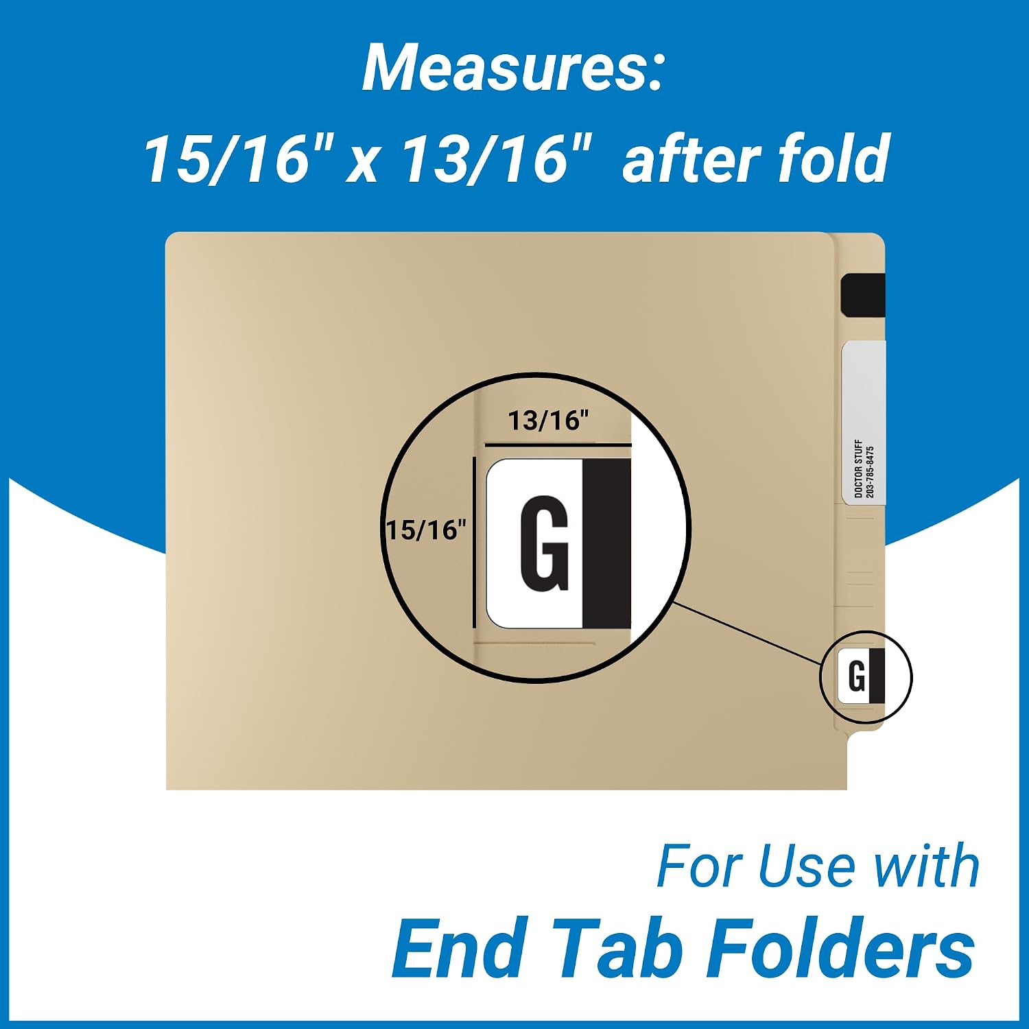 Doctor Stuff - File Folder Labels, Alphabet Letter G, Jeter 0200 - JAAM Series Compatible Alpha Stickers, Black, 15/16" x 1-5/8", 500/Roll