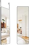 Au-dessus du miroir de porte, 14" x 42" Miroir pleine longueur, miroir de suspension rectangulaire de porte noire, longue robe du corps avec support suspendu pour chambre, salon, dorme