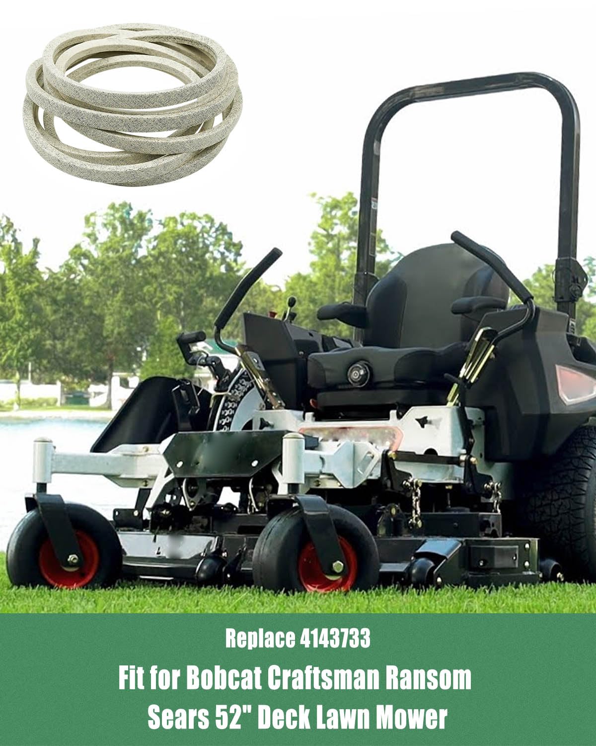 Replace 4143733 Deck Belt Fit for Bobcat Craftsman Ransom Sears 52" Deck Lawn Mower, Drive Belt Made with Kevlar Material