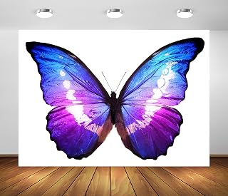 CORFOTO 7x5ft Fabric Fantasy Purple Butterfly Backdrop Princess Dreamy Butterfly Wings Photo Backdrop for Girls Butterfly Theme Party Supplies Kids Adults Portrait Birthday Party Banner Photo Props