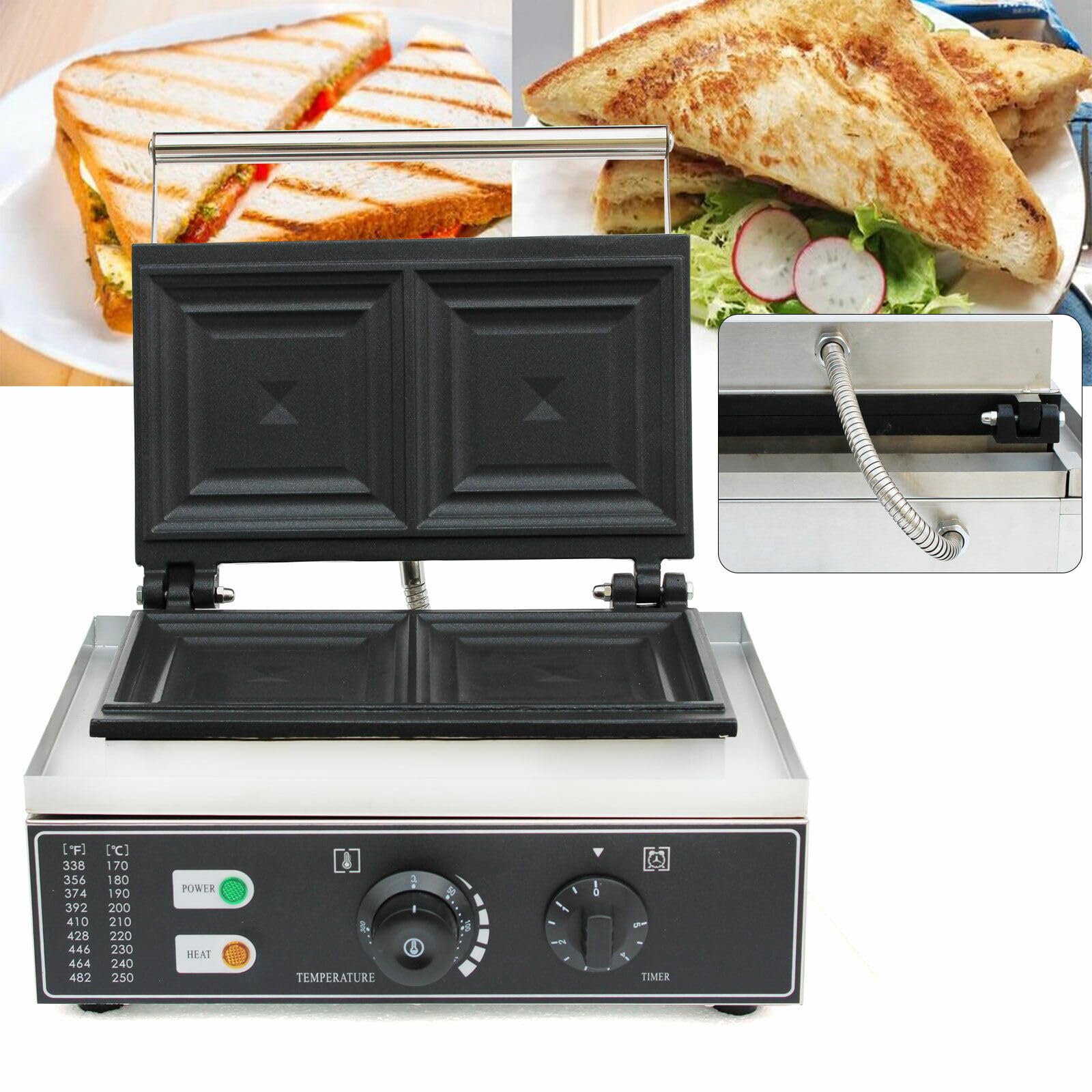 Sandwichmaker, 1500w Antihaftbeschichteter Sandwich-Toaster 0~5 Minuten Sandwich Maker Panini Presse Grill Für Brot Toaster Waffel Maker Für 2 Sandwiches