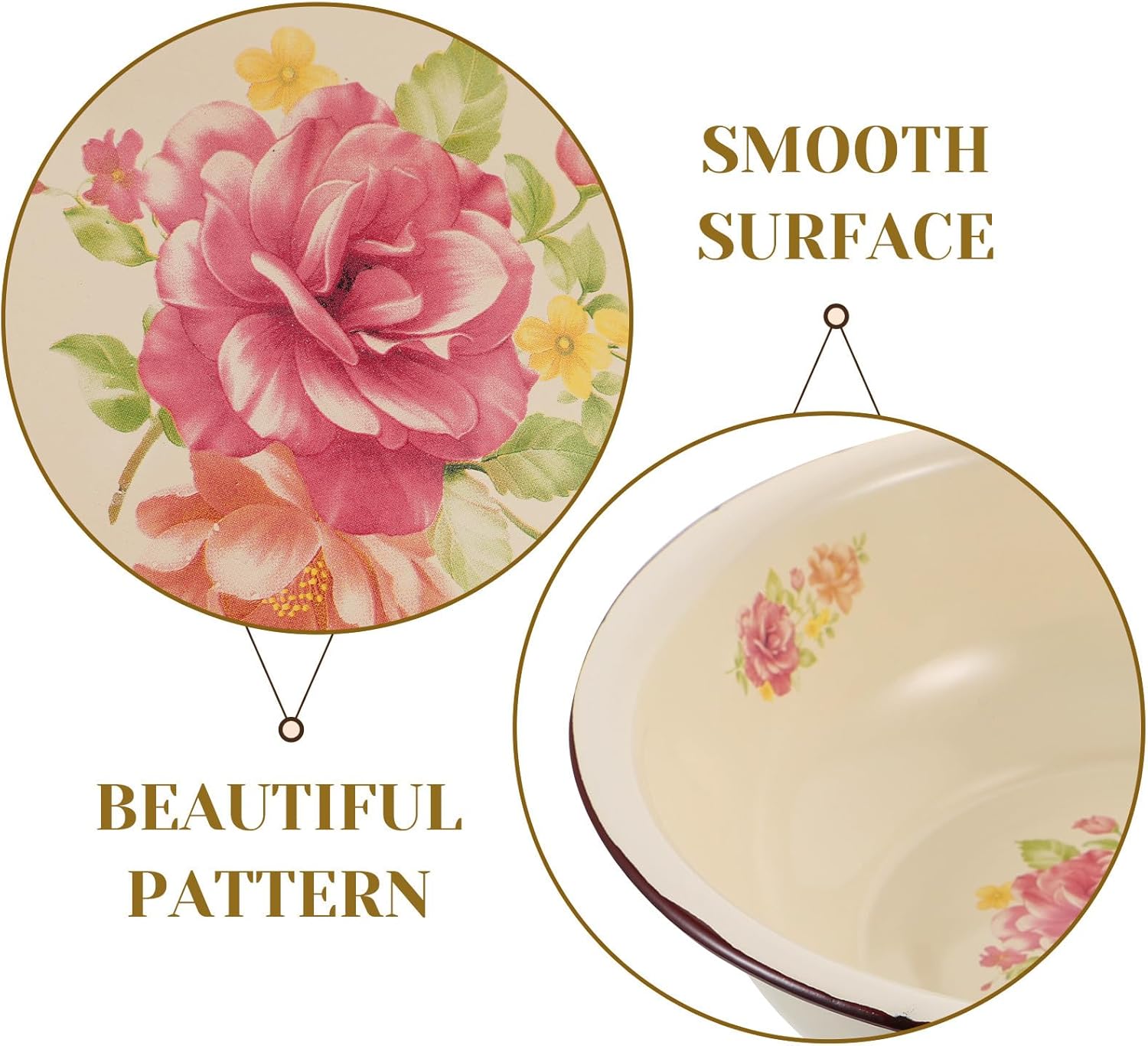 Vintage Enameled Mixing Bowl 28cm Diameter Retro Enamelware Basin Food-grade Kitchen Container for Baking and Washing, Old-fashioned Style with Random Pattern, Home Random Style