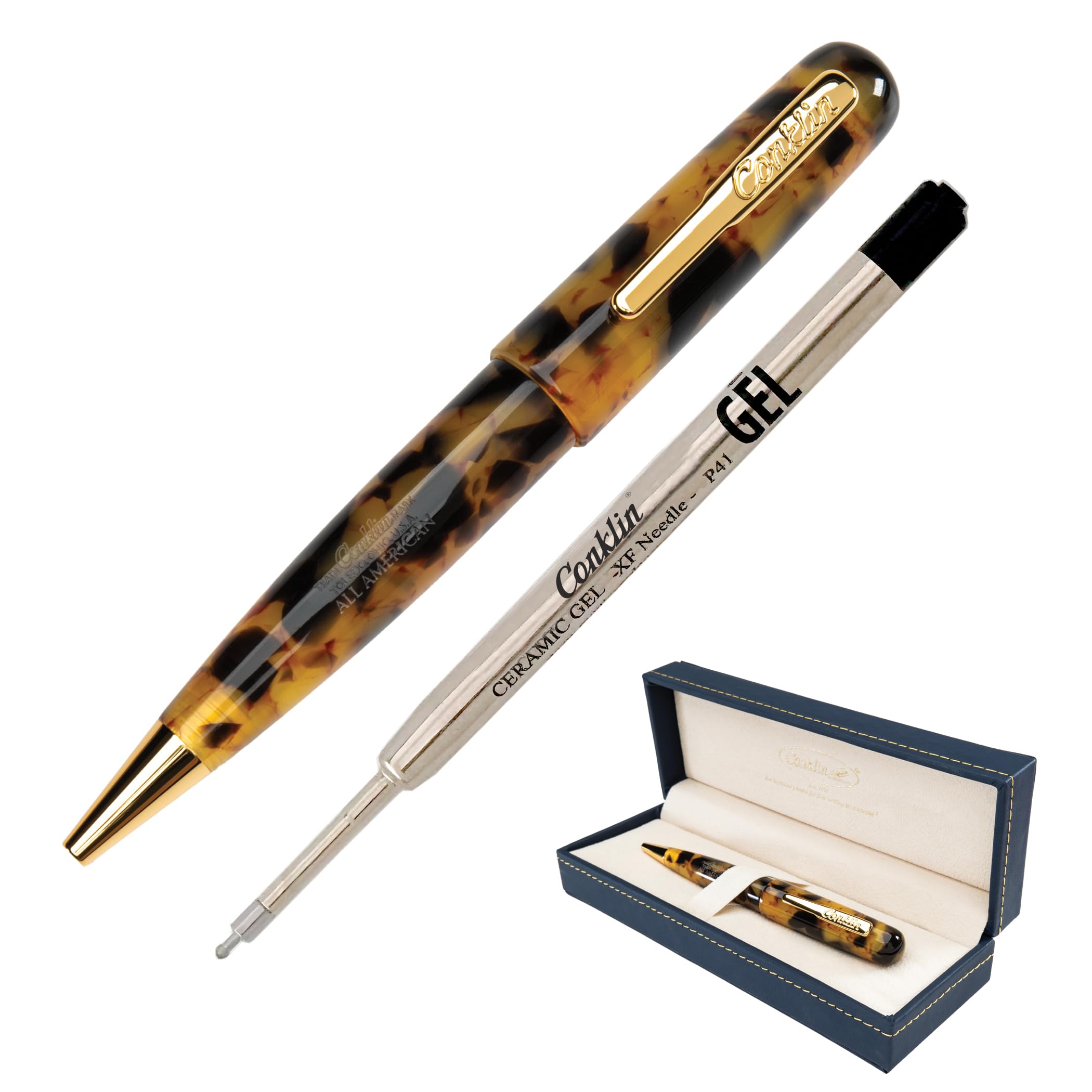 M 中字 CONKLIN コンクリン オールアメリカン タートイズ べっ甲 Amazon | Conklin オールアメリカン ゲルペン べっ甲 | 詰め替え可能な