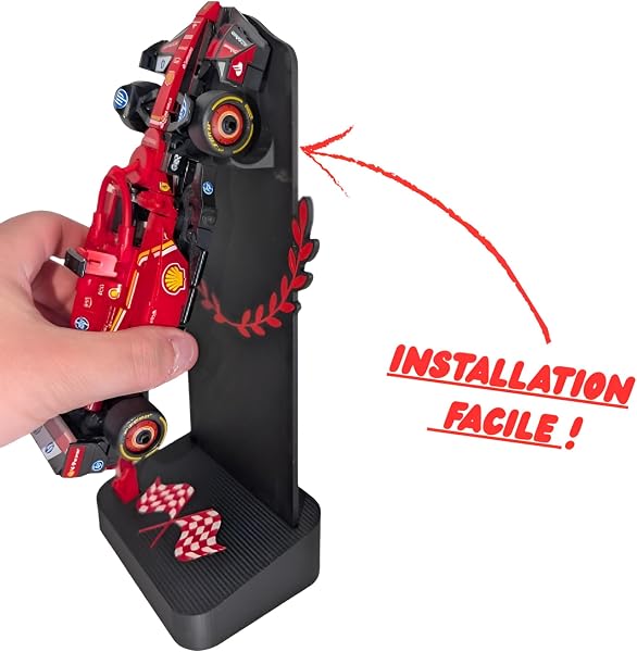 Support Lego F1 Speed Champions Imprimé 3D - Présentoir F1 Lego Vertical Design - Fabriqué France (Rouge) - 2