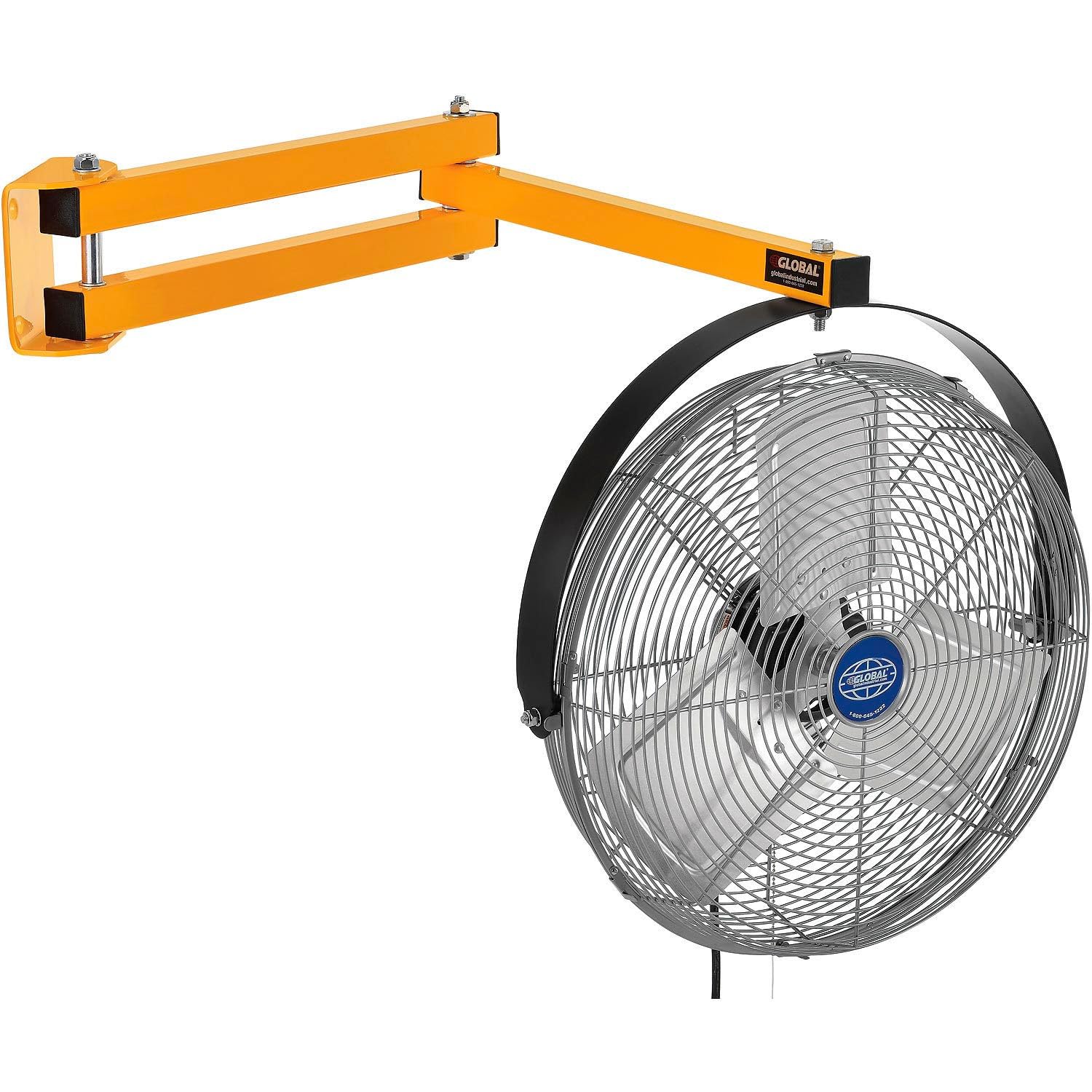 18" Double Arm Loading Dock Fan by Global Industrial – Small, Metal, Yellow, Model 292746