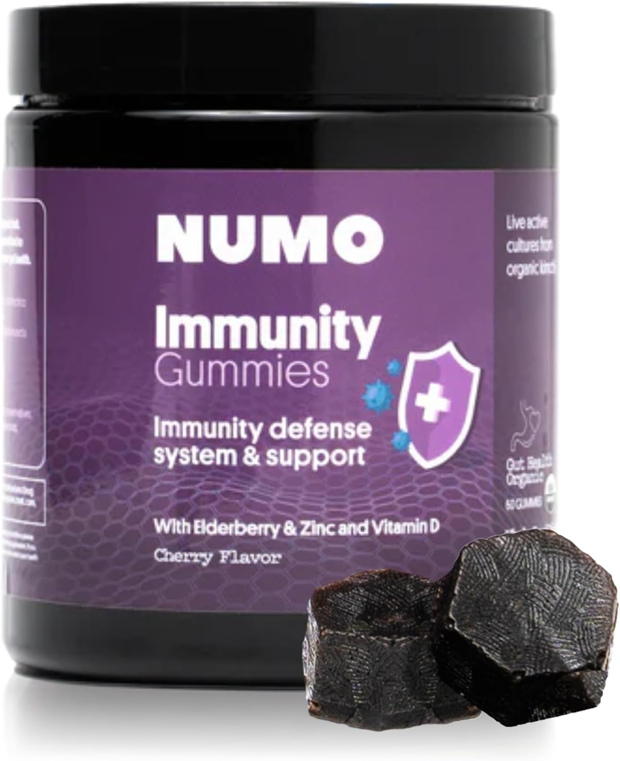 Numo Elderberry Gummies – Immune System Support with Antioxidants Supplement – Complete Formula with Sambucus Fruit, Vitamin D3, Zinc, Vitamin C, Probiotics – Organic, Vegan & Kosher – 60 Count