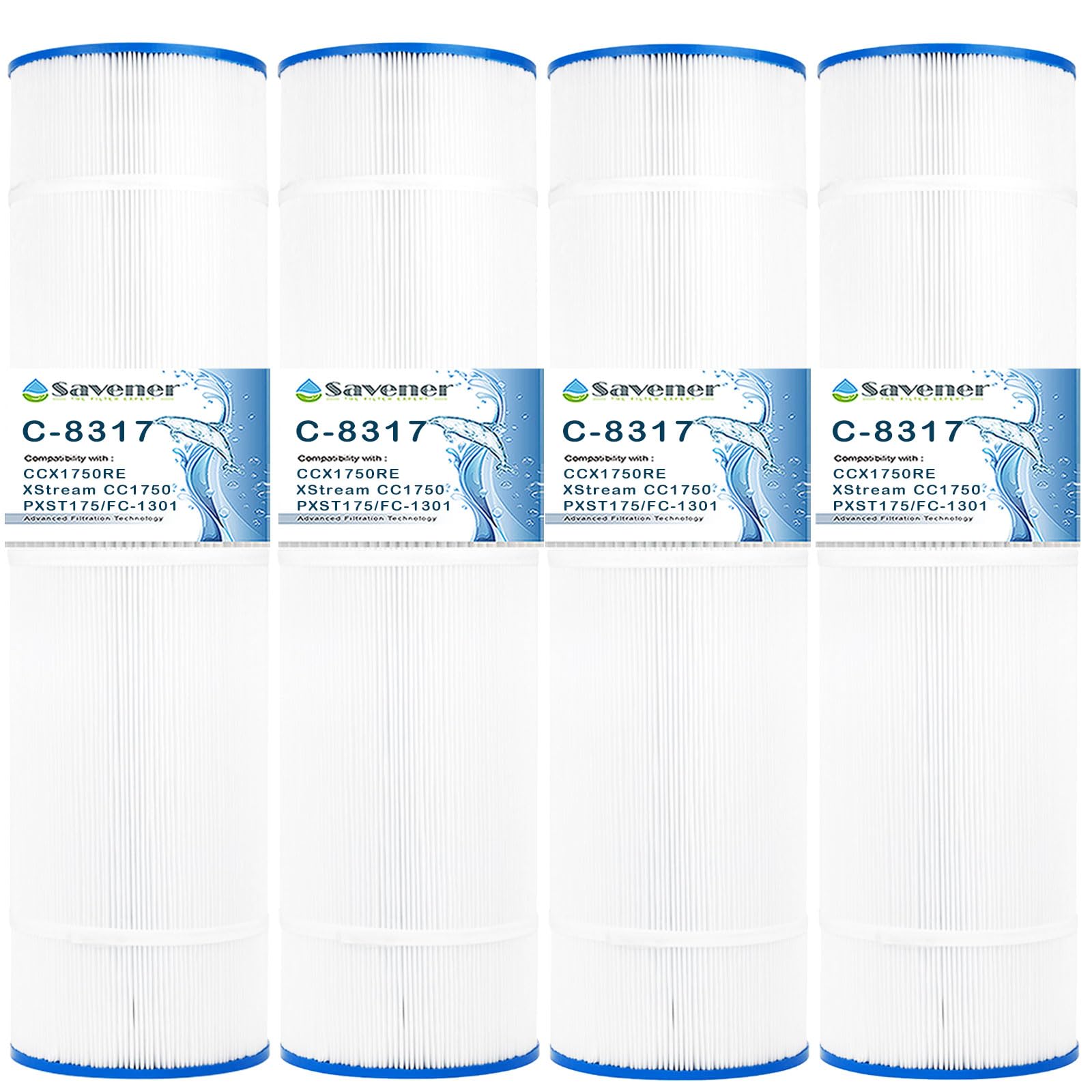 Savener Pool Filter Compatible with Jandy CS150, Hayward X-Stream CC1500, CCX1500RE, PJANCS150, 817-0150, R0462300, C-8414, C-8317, FC-1287, Pro Clean 150, PWWCT150,150 Sq.ft Filter Cartridge 4 Pack