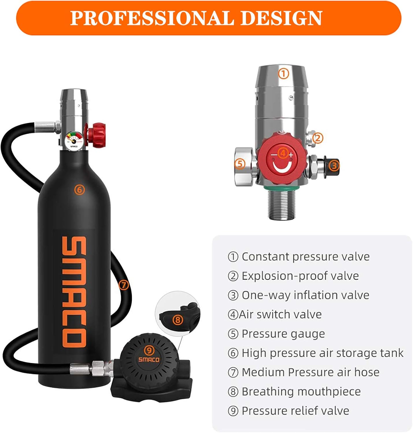 SMACO Scuba Tank 1L Mini Scuba Tank S400 Scuba Diving Tank Diving Equipment : Sports & Outdoors