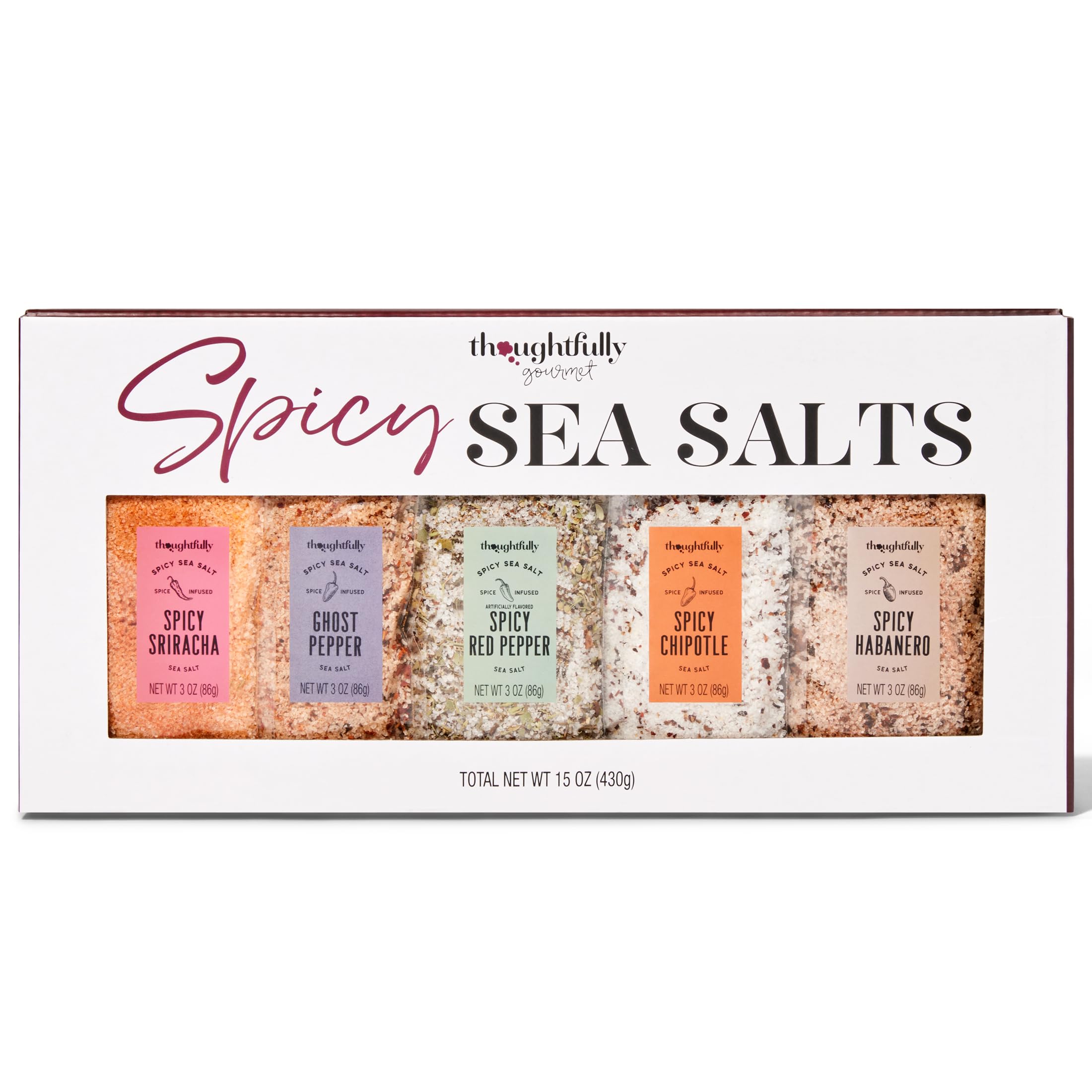 Modern Gourmet Foods, Spicy Sea Salt Gift Set, Flavours Include Habanero, Sriracha, Red Pepper and More, Pack of 5