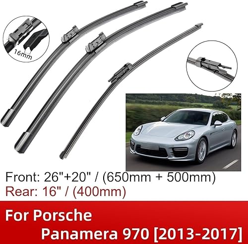Miniatura 2 de Compatible con Porsche Panamera 970 2013-2017 26 pulgadas + 20 pulgadas + 16 pulgadas limpiaparabrisas delantero trasero cepillos cortador