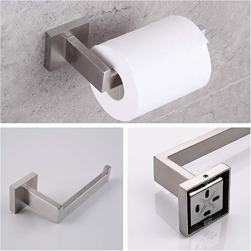 Miniatura 4 de Juego de accesorios de baño de 10 piezas de níquel cepillado SUS304 juego de accesorios de baño incluye 2 toalleros de 24 pulgadas+2 toalleros+2