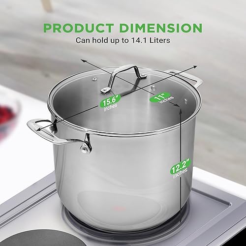 Miniatura 9 de NutriChef 12-Quart Stainless Steel Stock Pot - 188 Food Grade Stainless Steel Heavy Duty Induction - Large Stockpot for Stews, Simmering & Soups