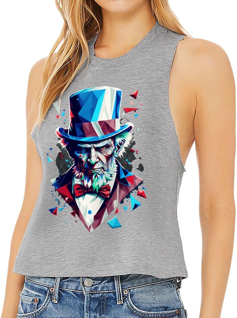 American Themed Racerback Cropped Tank - Patriotic Items - Unique Gifts