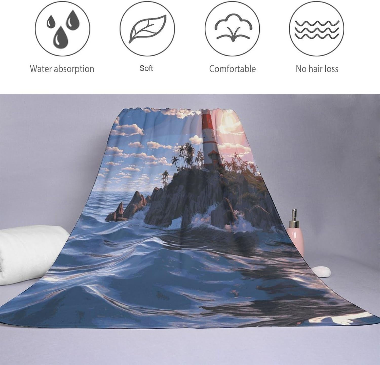 Navigation Lighthouse Towel Vacation Accessories Essentials Soft Lighterweight，Bath Towel for Adults Women Men，Bath Towels Gift for All Occasions, Machine Washable.