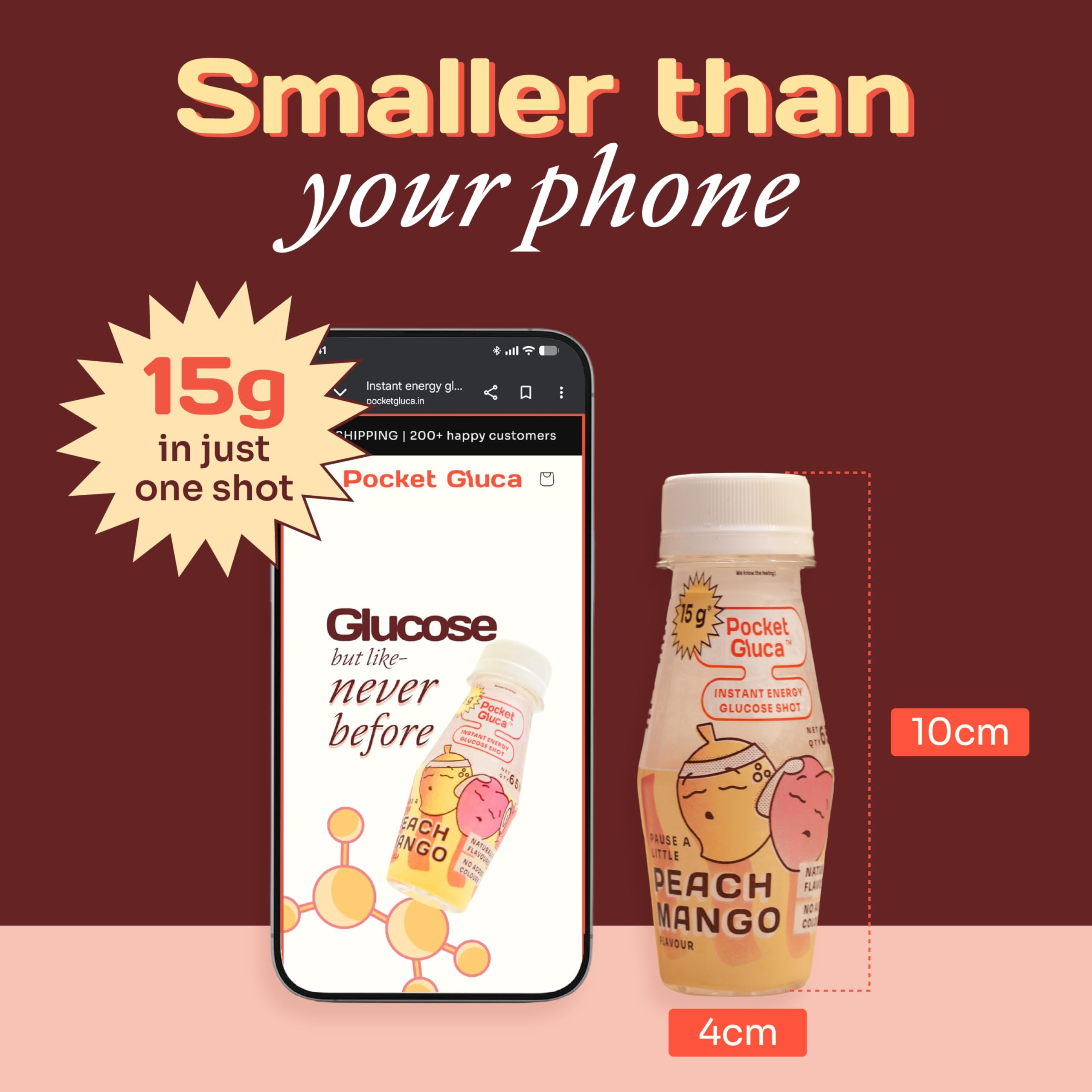 PocketGluca Instant Glucose Shots | Glucose Drink | Ready to Drink Liquid | 70 ml | 15 g glucose each | Peach Mango Flavour | Natural Flavours | NO ADDED COLOURS | Helps with low glucose | NO REFRIGERATION (Peach Mango, Combo Pack of 12) — Amazon image 6