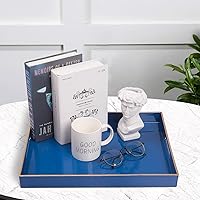 Vista 6 de MAONAME Bandeja de servir azul real con asas, bandeja decorativa rectangular, bandejas modernas para mesa de café, bandejas otomanas de plástico