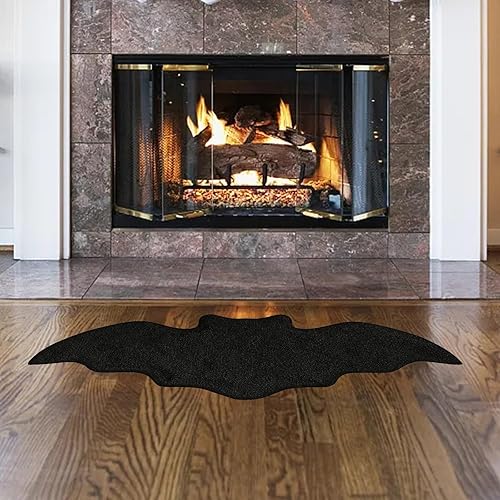 Miniatura 4 de Alfombra de baño de Halloween con diseño de murciélago y diseño gótico, antideslizante, color negro, decoración de cocina para el hogar, alfombra de