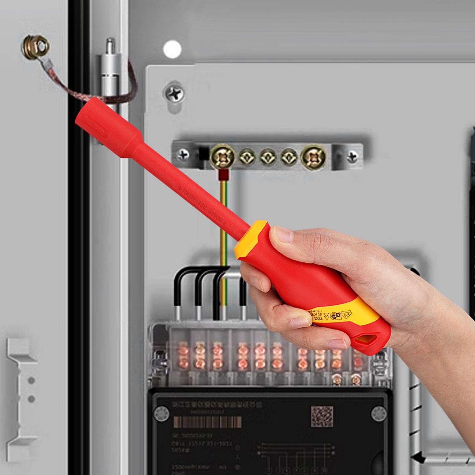 Clé à Douille Isolée VDE 1000V 7 Mm – Outil Électricien Sécurité Haute Tension TPE+Acier