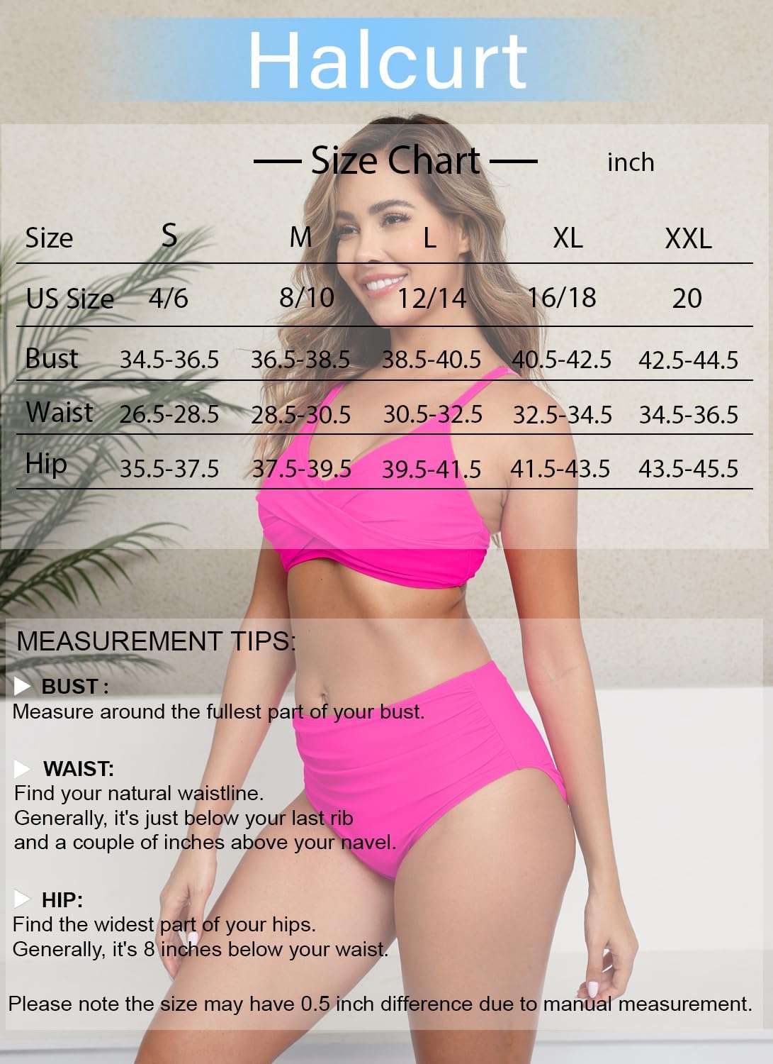 Halcurt Women's Bikini Sets Twist Front Swim Top with Ruched Tummy Control Bottom Two Piece Swimsuit - Image 6