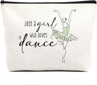 Dance Bag Ballet Ballerina Makeup Bag Elegant Dancer Gifts Inspirational Dance Gifts Recital Gifts for Women Teen Girls Ballet Dance Lovers Dancing Teacher Student Daughter Just A Girl Who Loves Dance