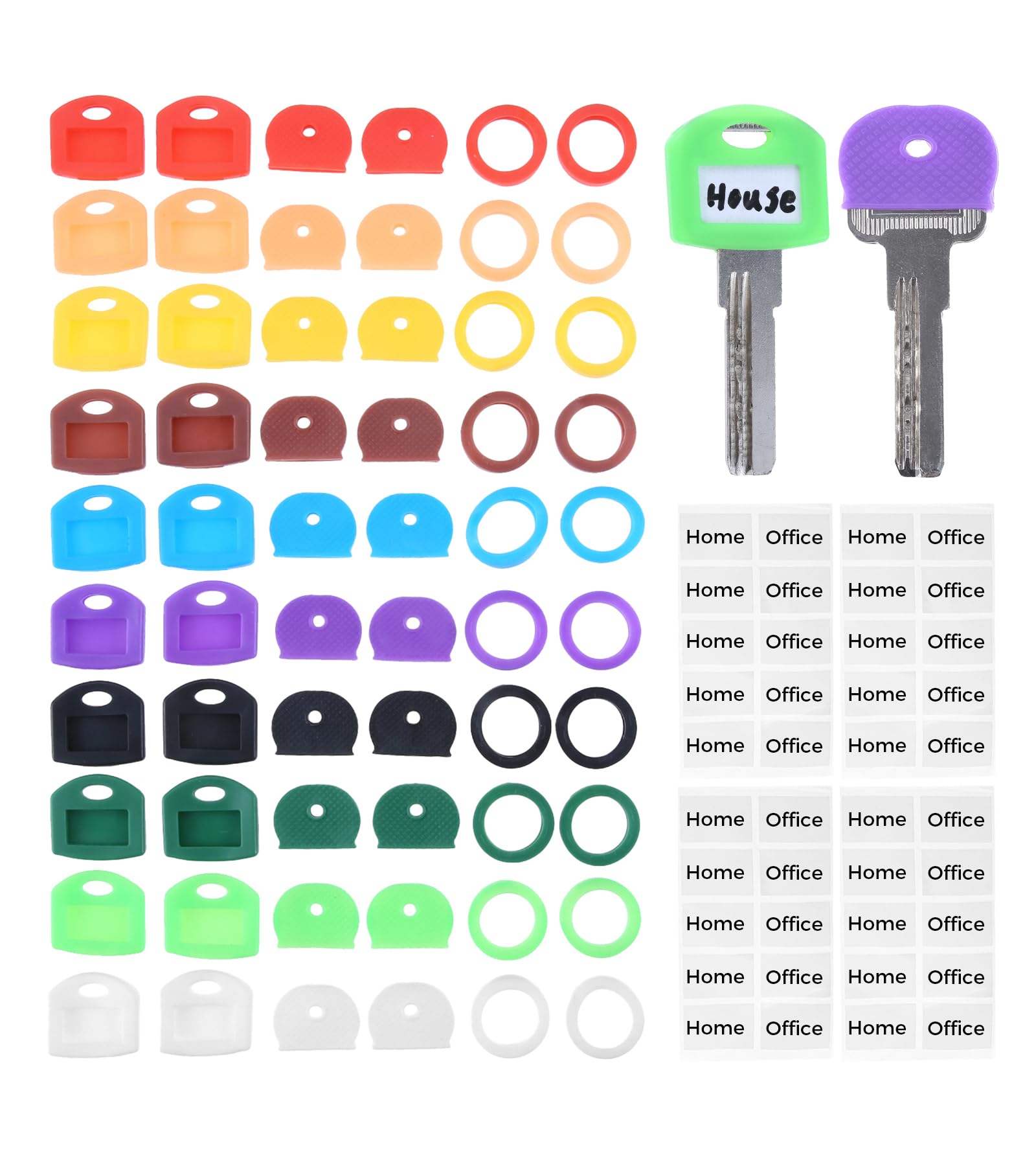 60 Pieces Colorful Key Cover Caps, Plastic Identifier Toppers Set
