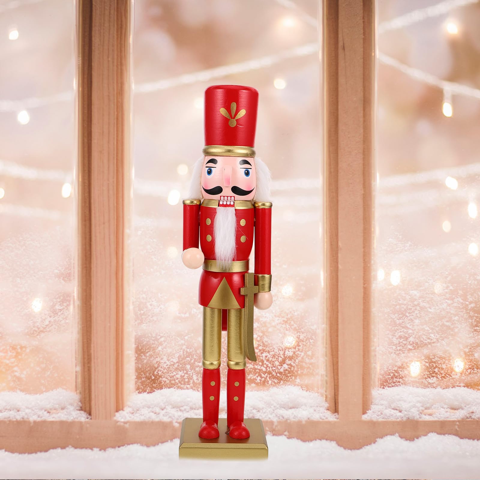 FRCOLOR 3 Pièces Casse-Noisette Décoratif en Bois Rouge, Figurine de Noël