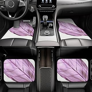 Alfombrillas de coche para todo tipo de clima, ajuste universal, impermeables, hojas de color lila, almohadilla para el talón del conductor, para SUV, furgonetas, camiones, juego completo de 4 piezas