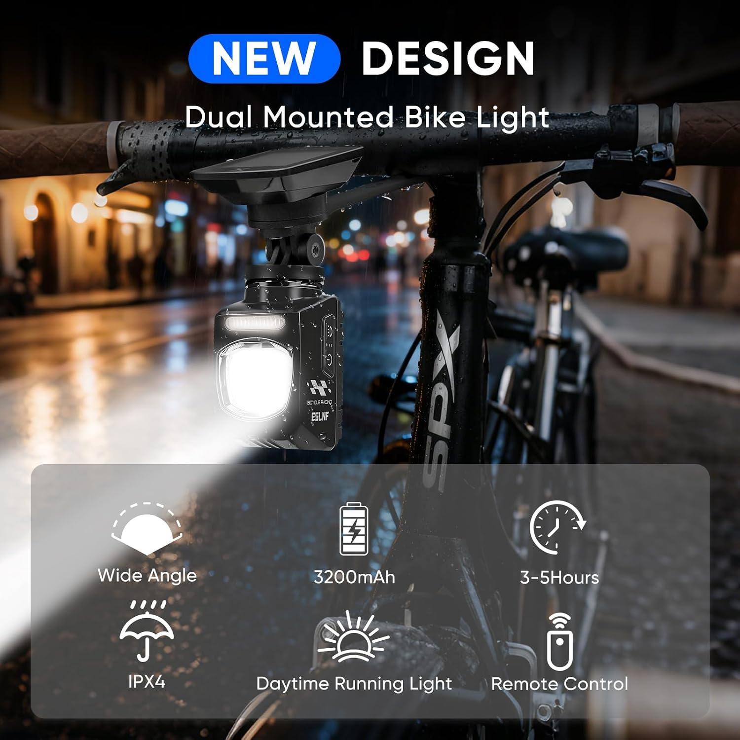 Bike Lights for Night Riding, Cutoff Line Bicycle Light with Remote Control, 1200 Lumens USB Rechargeable Bike Headlight, Waterproof Safety Bike Front Light for Road, Mountain Bikes