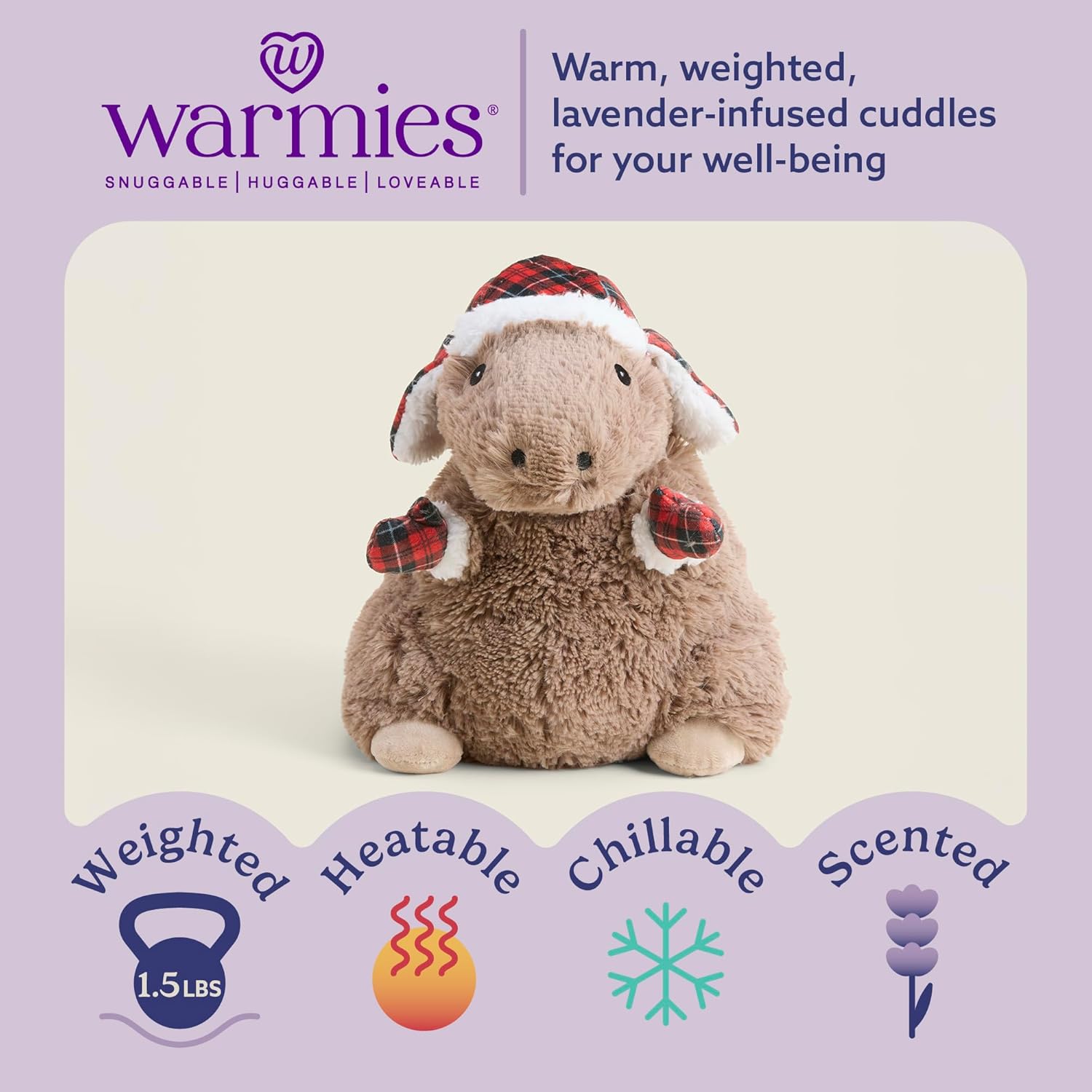 warmies Microwavable & Weighted Stuffed Animals, Holiday Capybara - Heated Stuffed Animal Plushie for Warmth & Comfort - Christmas Winter Soft Plush Toys for Children (Boys, Girls, Babies & Toddlers)