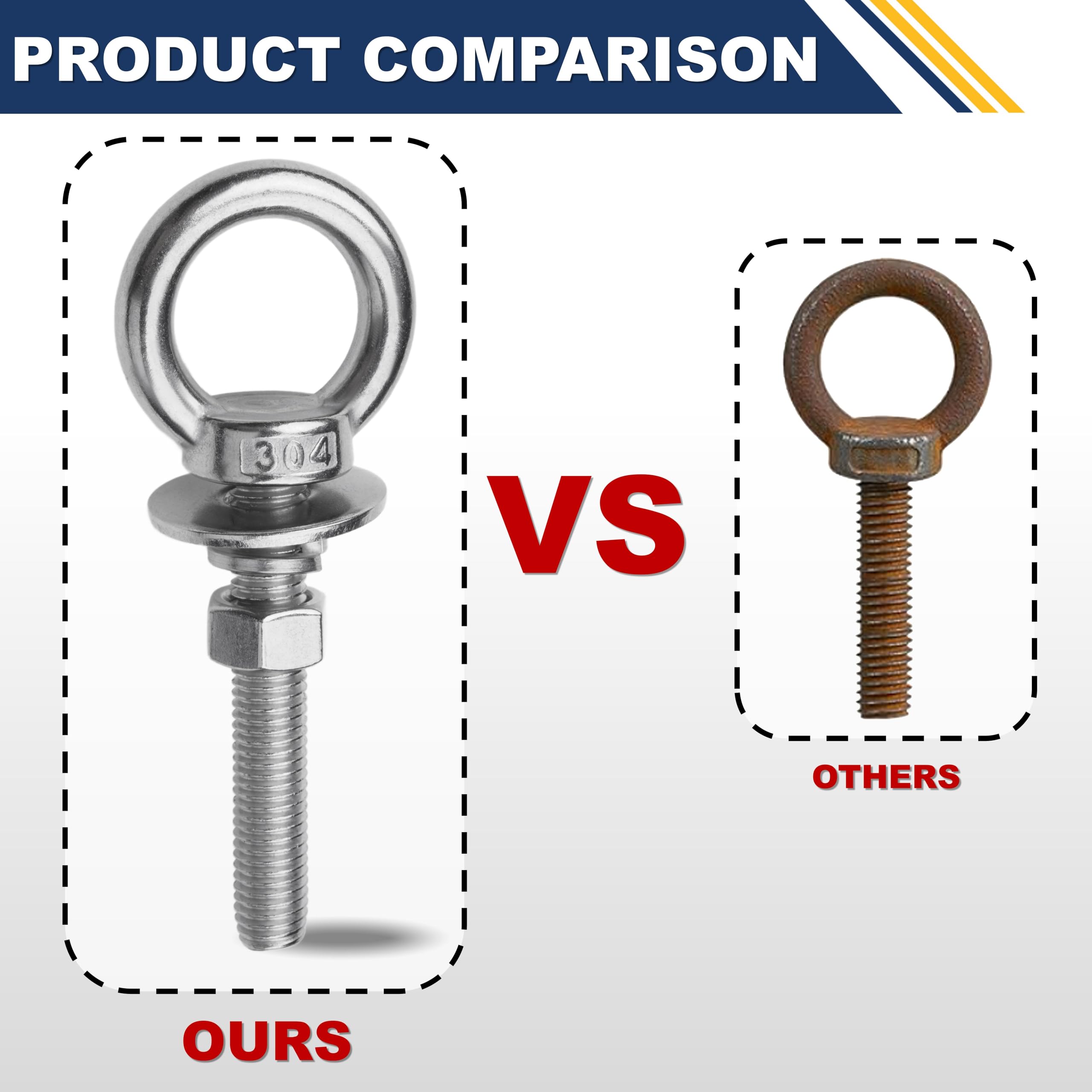 M8 Stainless Steel Eye Bolts - 4 Pack -6