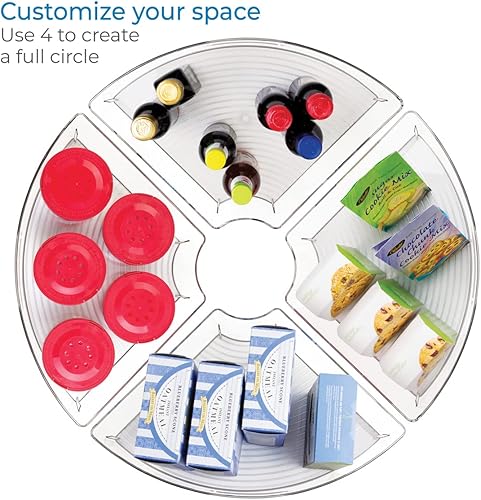 Miniatura 5 de iDesign Tocadiscos Lazy Susan de plástico reciclado, 16.5 pulgadas, cuña de 14, almacenamiento de despensa, transparente, paquete de 2