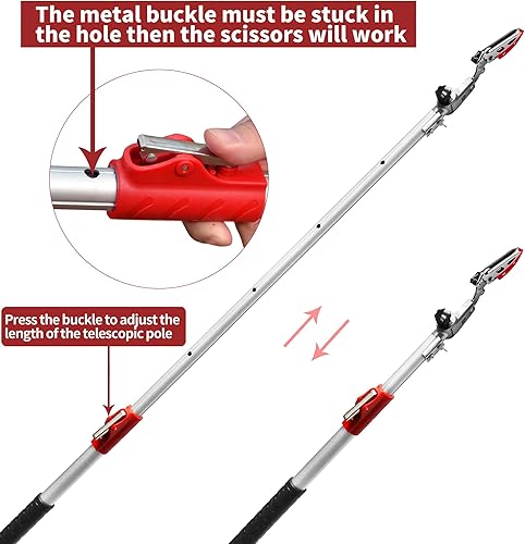 Miniatura 3 de GARTOL Podadora para jardín, corta hasta 1 pulgada y sujeta la podadora telescópica de poste, recolector de frutas con cabezal de hoja giratoria,