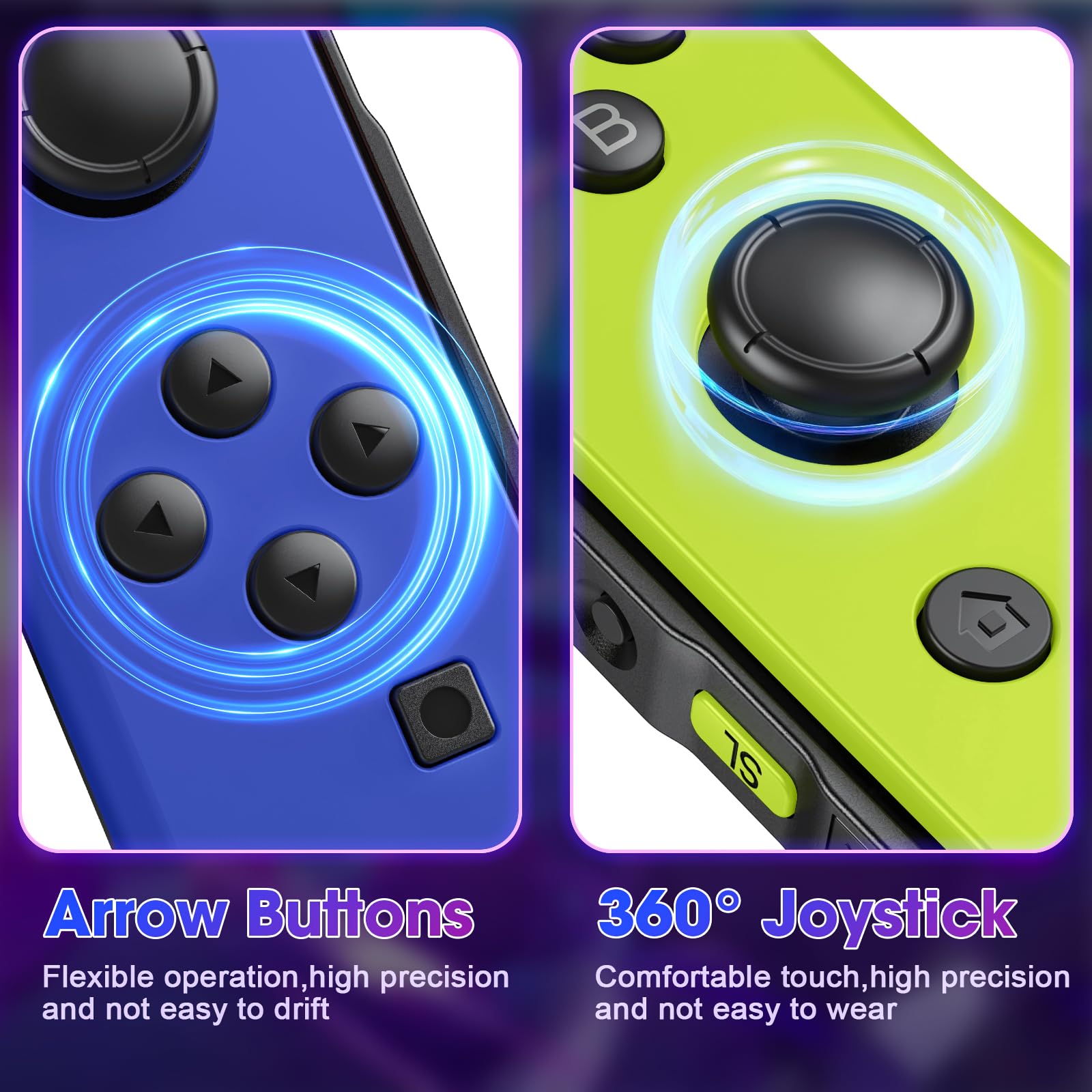 LNLBADNZ Replacement for Nintendo Switch Controller, Left and Right Switch Wireless Controllers Compatible with Switch/Lite/OLED, Support Motion Control/Wake-up/Dual Vibration (B-Y) — view 3