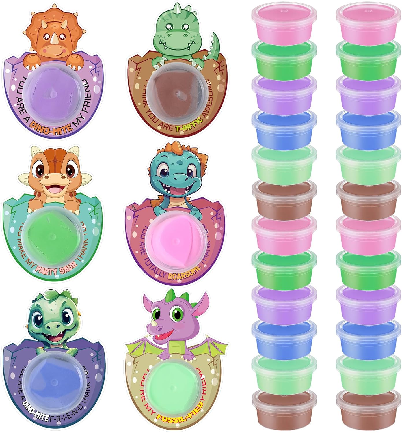 24 Set Dinosaur Party Favors for Kids Air Dry Modeling Clay DIY Adopt a Dinosaur Birthday Party Supplies Art Crafts Dino Goodie Bags Stuffers Toy Gifts for Kids Girls Toddler Prizes
