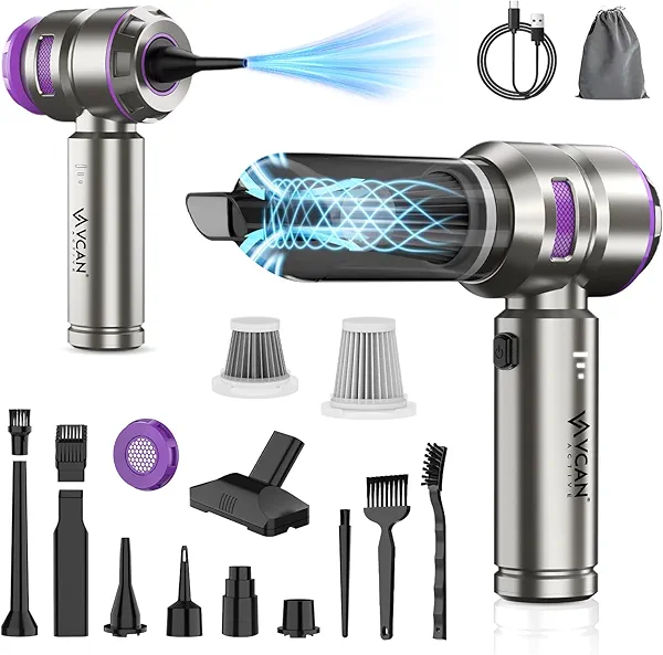 VCAN ACTIVE Car Vacuum Portable Cordless 18000PA High Power Mini Vacuum Cleaner Hand Vacuum Cordless Rechargeable, with with Brushless Motor for Car Detailing Keyboard Cleaner Home Cleaning(Purple)