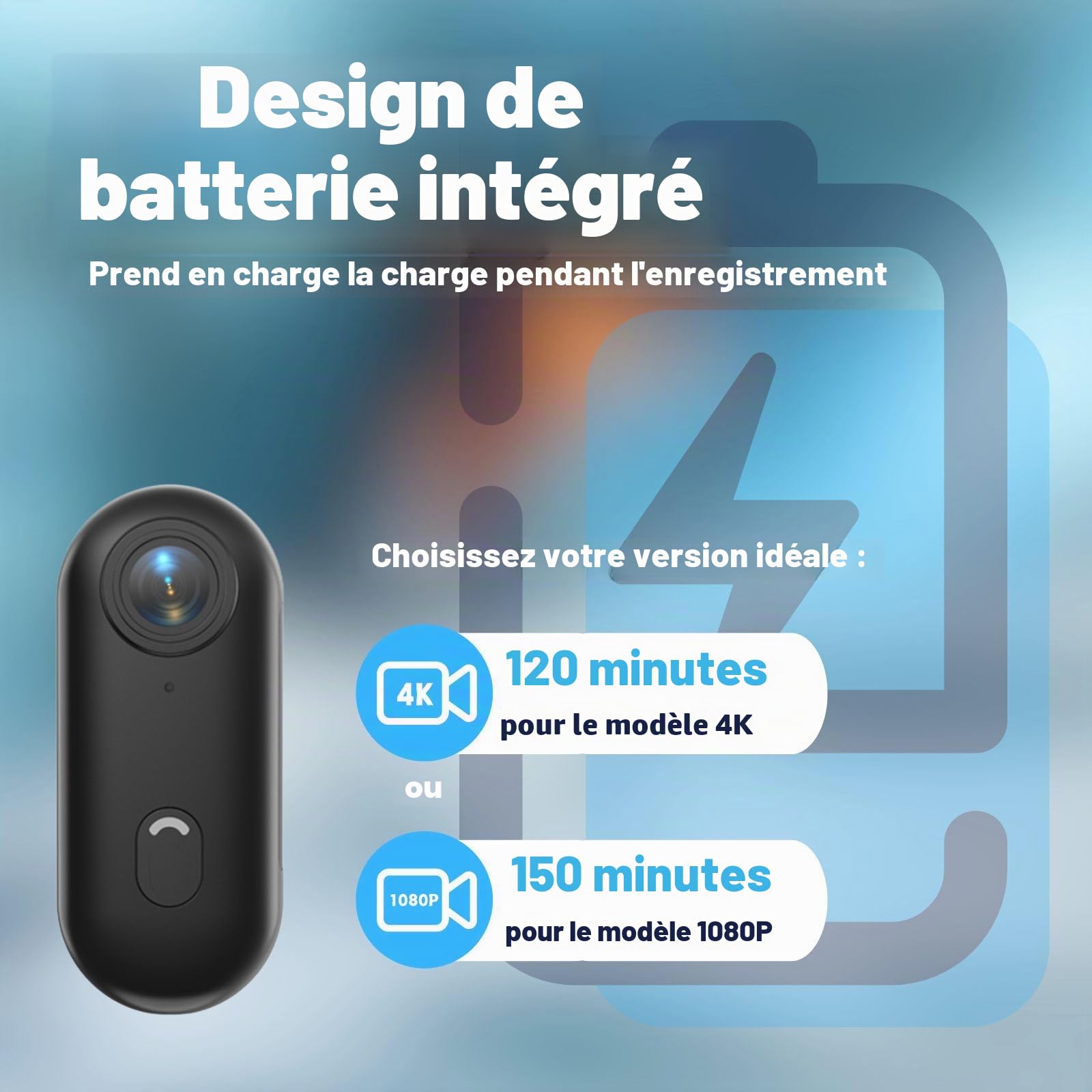 Caméra corporelle 4K POV Pro, caméra Portable avec Clip Rotatif 360° et Clip magnétique, Enregistrement 120 Minutes, idéale pour conférences, Voyages et promenades (128G)