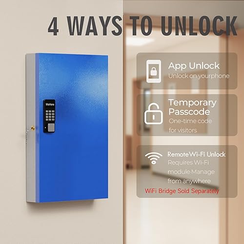 Miniatura 10 de WeHere Caja de bloqueo de 72 llaves, gabinete de llaves inteligente de montaje en pared, aplicación Bluetoothuso compartido de contraseña de una