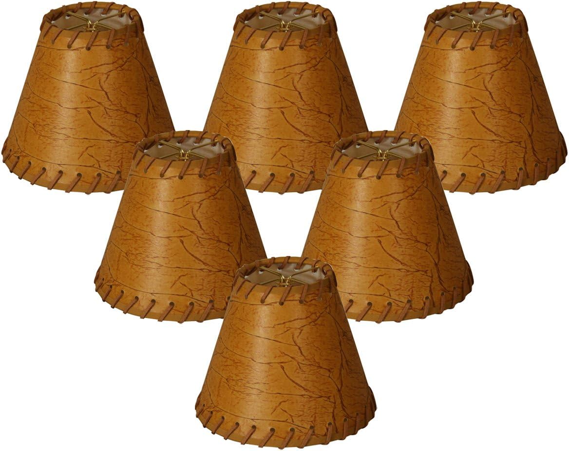 Royal Designs, Inc. Yuvarlak Suni 2 Tonlu Deri Avize Temel Gölge CS-970-6-6, Koyu Kahverengi, 3 x 6 x 5, 6'lı Paket