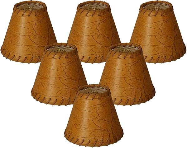 Royal Designs, Inc. Yuvarlak Suni 2 Tonlu Deri Avize Temel Gölge CS-970-6-6, Koyu Kahverengi, 3 x 6 x 5, 6'lı Paket