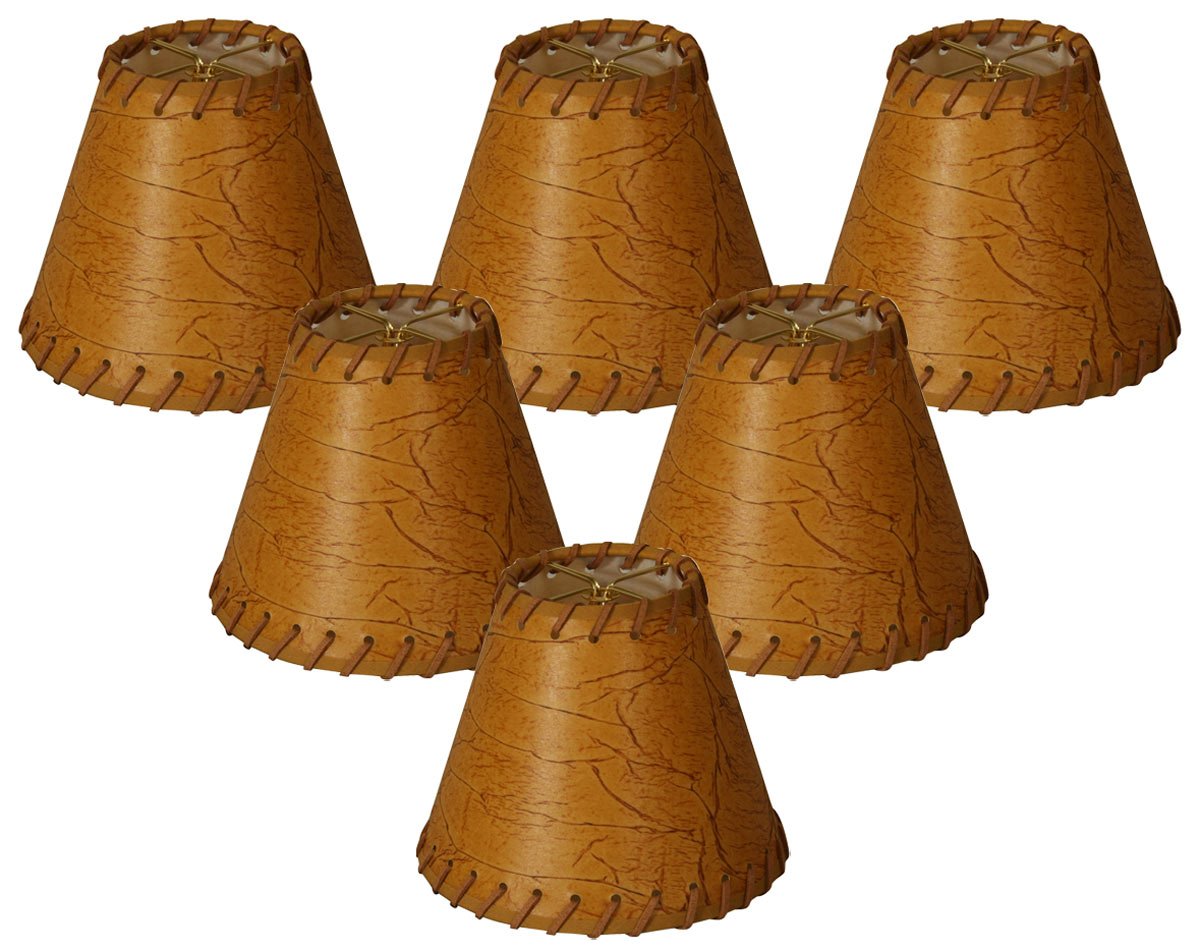 Royal Designs, Inc. Yuvarlak Suni 2 Tonlu Deri Avize Temel Gölge CS-970-6-6, Koyu Kahverengi, 3 x 6 x 5, 6'lı Paket