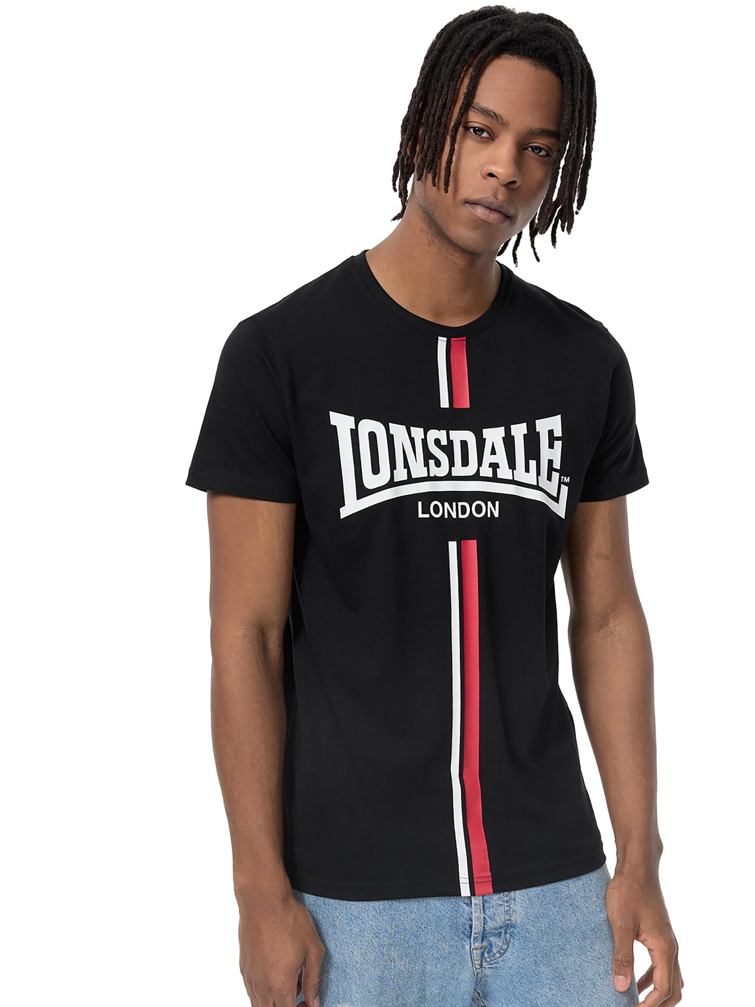 Lonsdale Men's Black/White/Red Altandhu Leisure T-Shirts, M