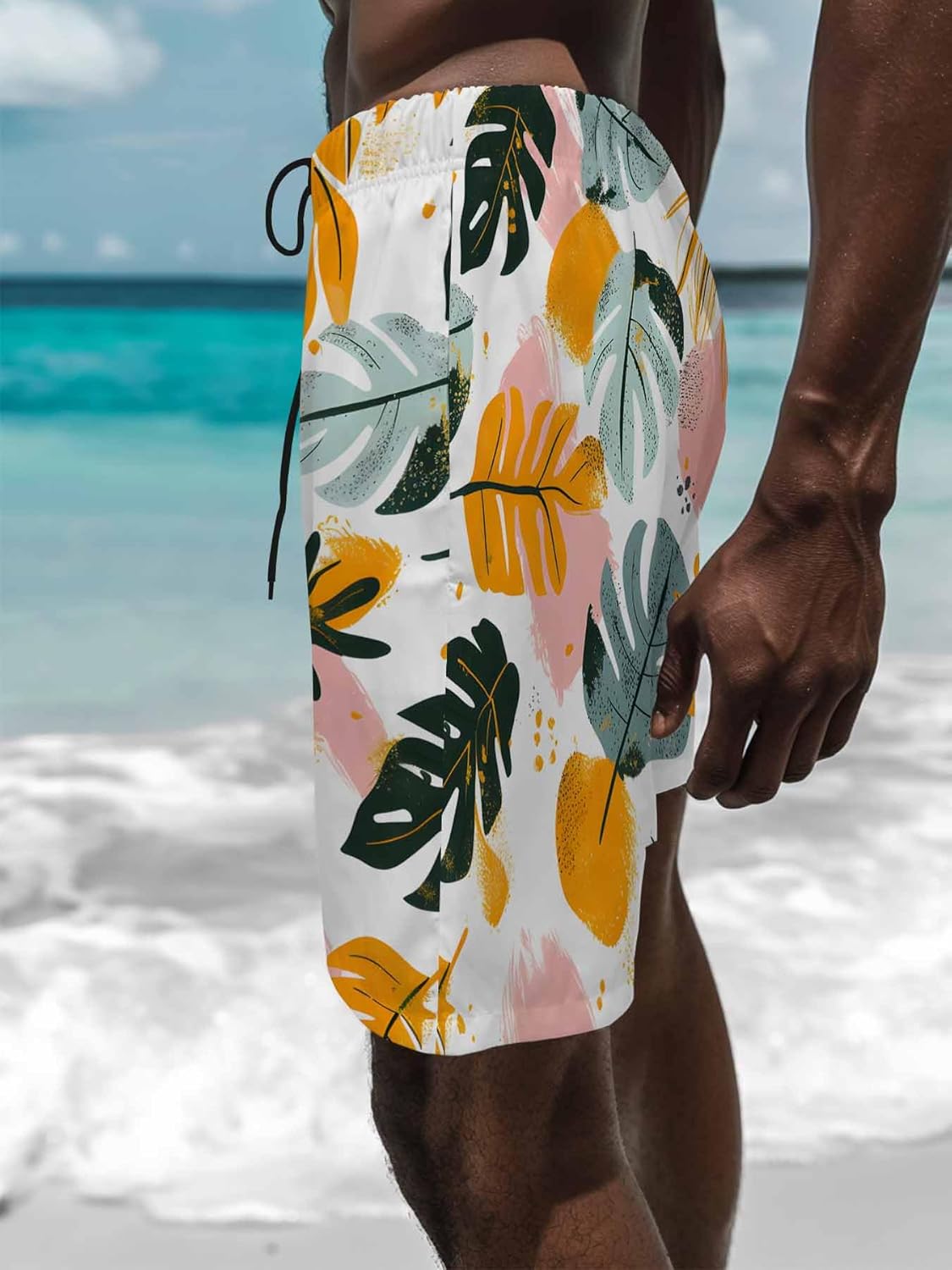 Summer Tropical Ocean Men's Swim Trunks 8" Quick Dry Beach Pants Beach Swimsuits Bathing Suits Shorts for Men S-3XL