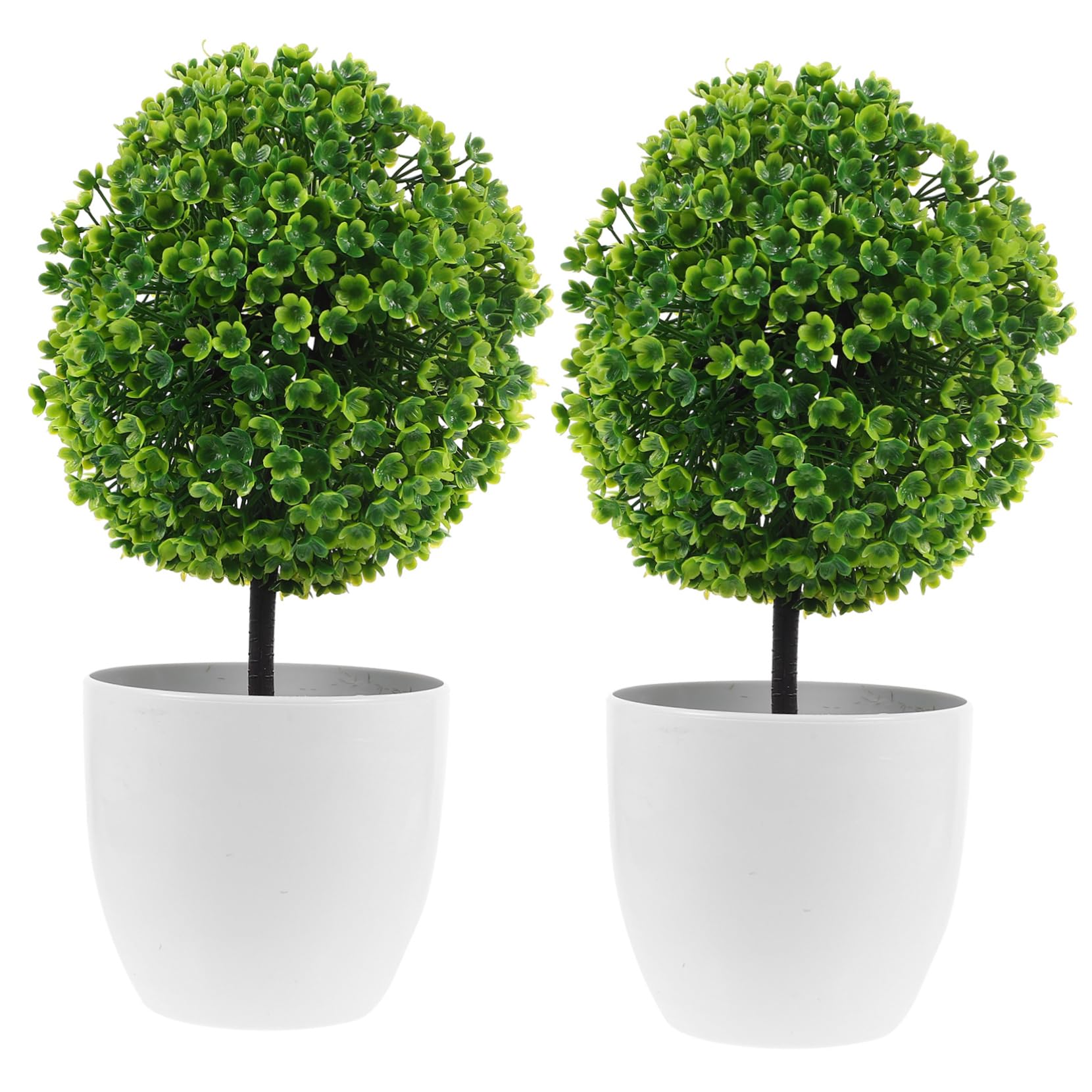 Faux arbre bonsai et boules de plantes pour un intérieur vert