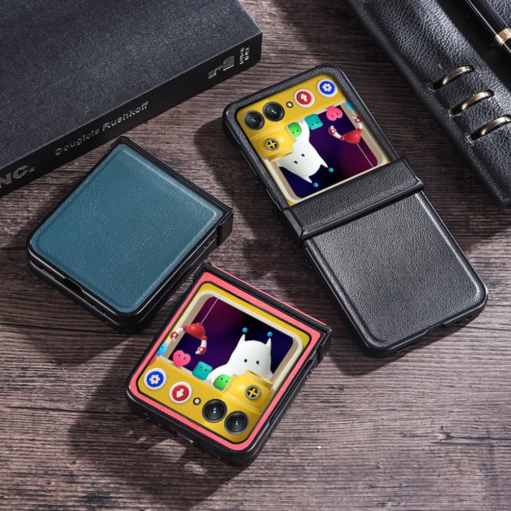 Noir,60 Ultra, Étui Cuir pour Motorola Razr 60 Ultra/60, Antichoc Ultra Mince Housse Protection avec Intégrale Charnière Coque Affaires