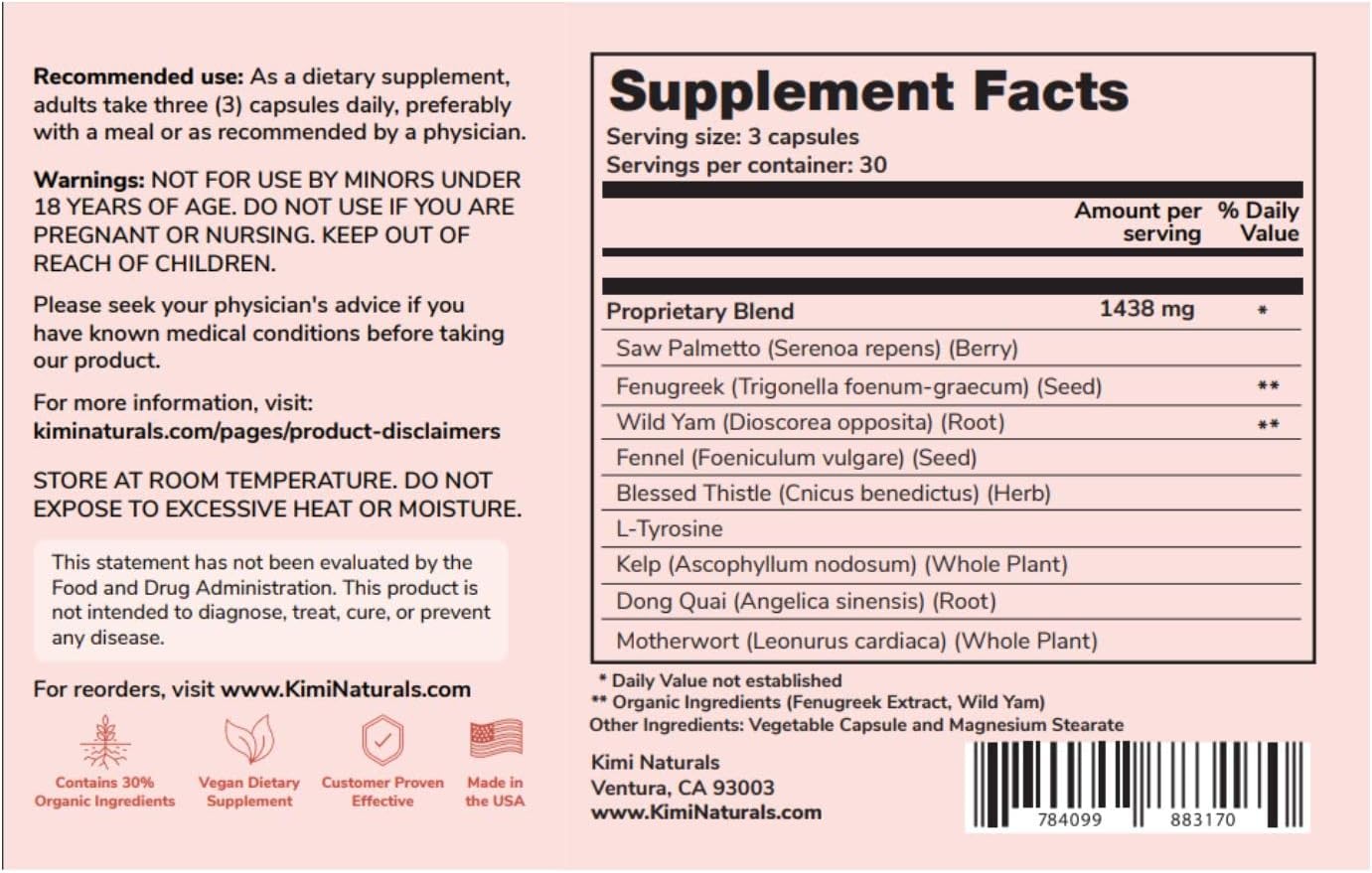 KIMI Naturals Breast Enhancement Pills - Breast Enlargement Supplements with Fenugreek, Breast Growth, Supports Breast Firmness | 90 Capsules - Image 6