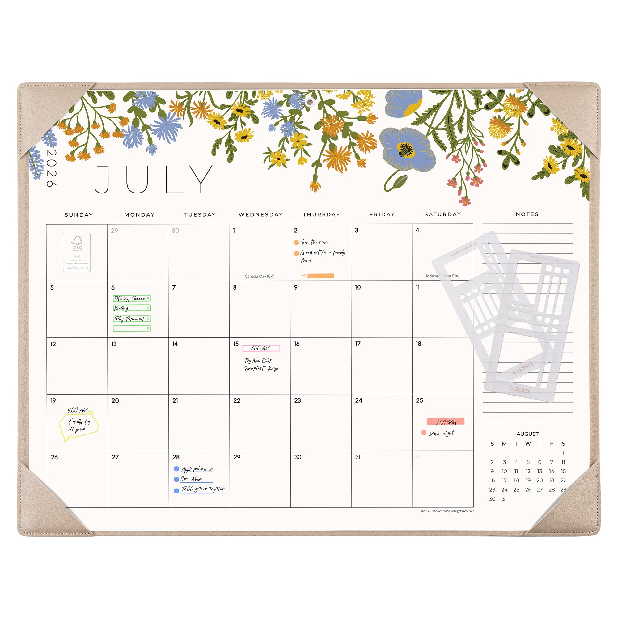 Cabbrix desk calendar 2026 (Apricot with Template, 21 x 17")